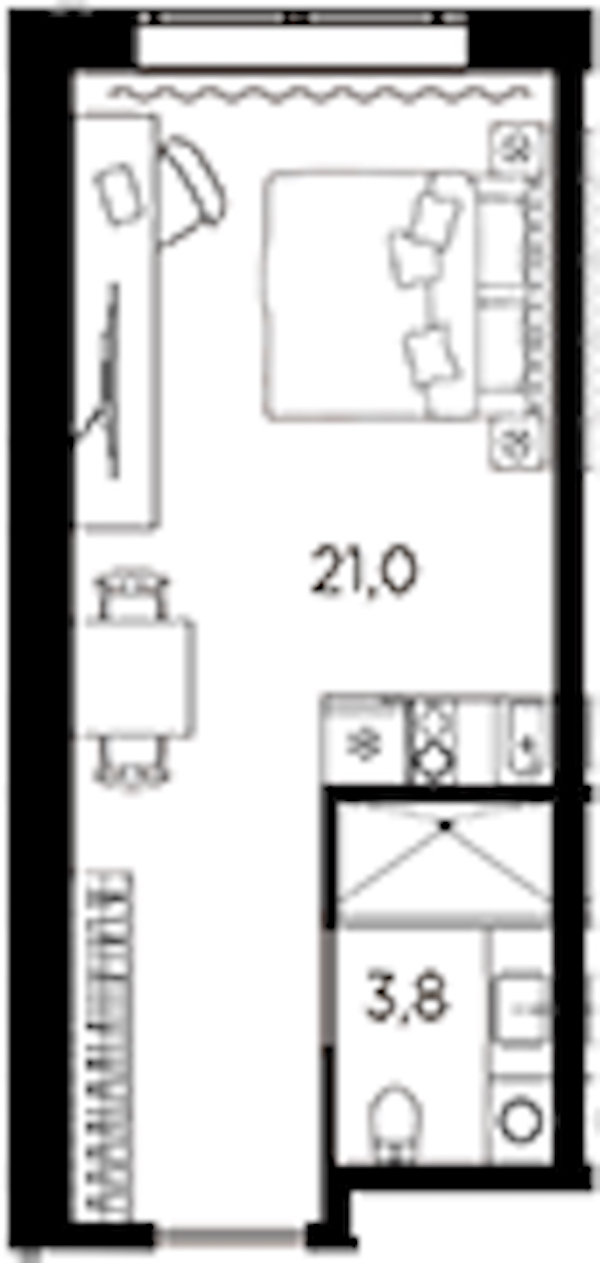 Квартира студия 24.8 м², 2/13 эт., ЖК «AVENIR Industrial»